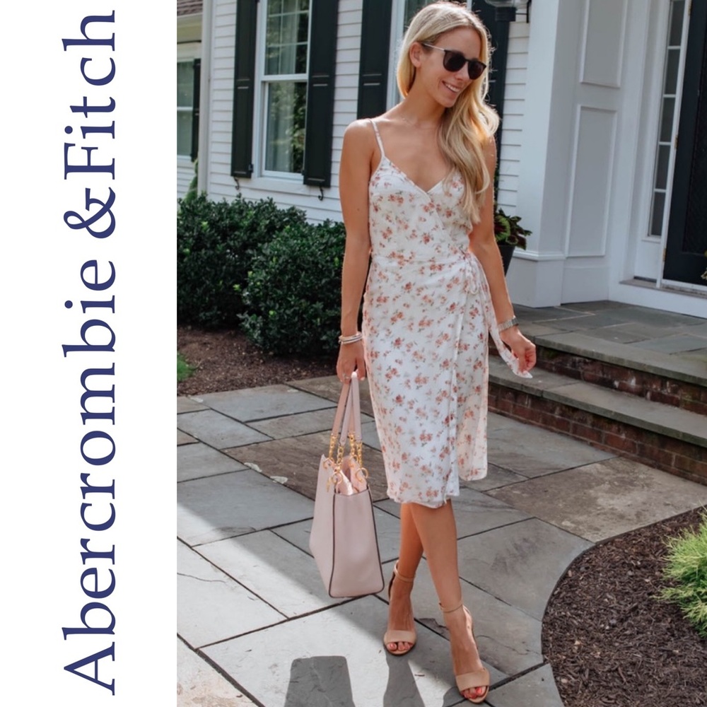 Abercrombie & Fitch Cami Chiffon Wrap Midi Dress Size Small
